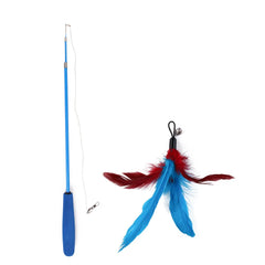 Feather Teaser Stick Wand Pet Retractable