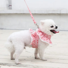 Adjustable Lace Floral Printed Pet Harness Leash