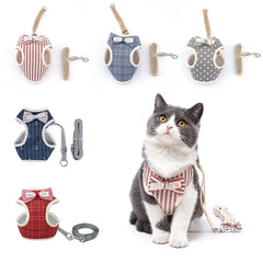 Bowknot Cat Harness and Adjustable Leash Set