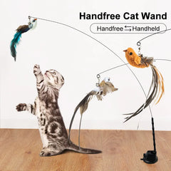 Suction Cup Feather Cat Wand With Bell