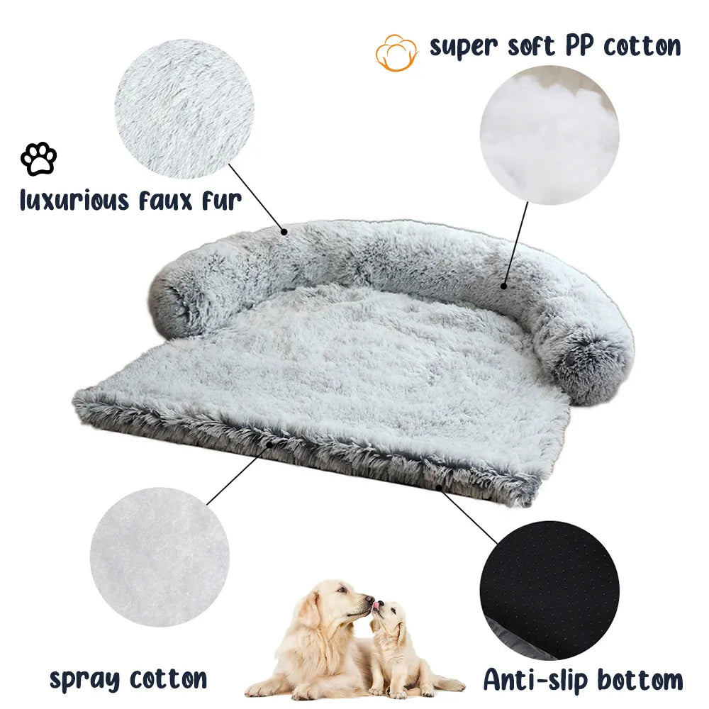 Dog Sofa Cover Pet Bed With Neck Bolster