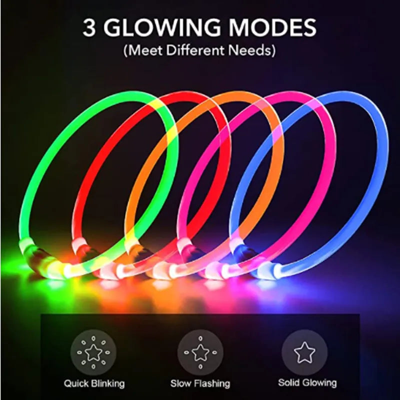 Led Light Dog Collar Detachable Glowing USB Charging