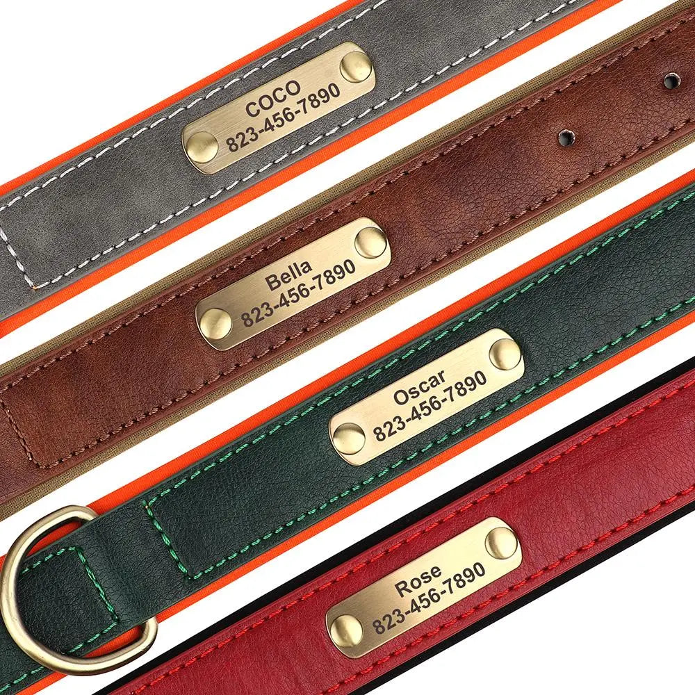 Custom PU Leather Dog Tag Collars